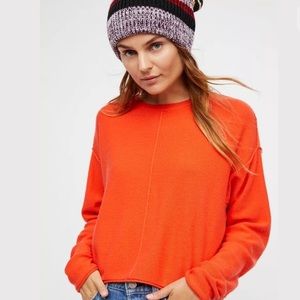 Free People Now or Never Orange Cashmere Sweater